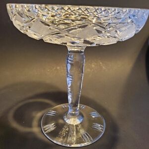 Elegant Vintage Cut Crystal Tazza Footed Compote Berry Mint Candy Dish